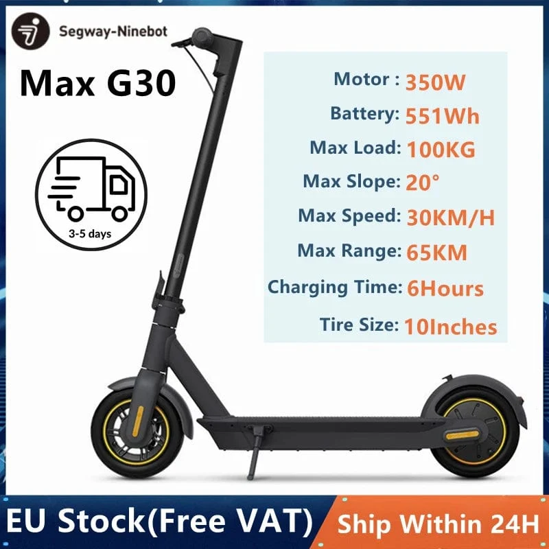 EU-LAGER NINEBOT Max G30 Elektroroller Upgrade-Motor 30 km/h Original Ninebot von Segway G30 G30P Kickscooter 65 km Skateboard