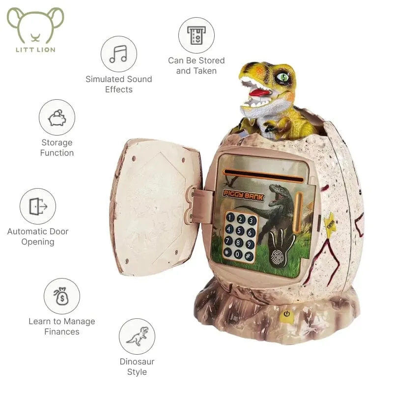 Sparschwein, Dinosaurier-Spielzeug, digitaler elektronischer Fingerabdruck, leuchtendes Sparschwein, Sparschweine, um Geld zu sparen und Spielzeug für Bankspiele
