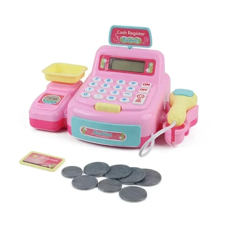 Rollenspiel-Rechner, Registrierkasse, Spielzeug, Supermarkt, Laden, Kassierer, mit Scanner, Mikrofon, Kreditkarte, Geschenke für Kinder