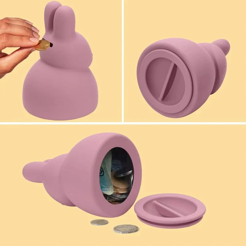 Niedliche Cartoon-Tier-Silikon-Sparschwein-Geldmünze zum Anziehen von Geld, Jar-Münzen, Spardose, Spardose, Münzen, Babyspielzeug