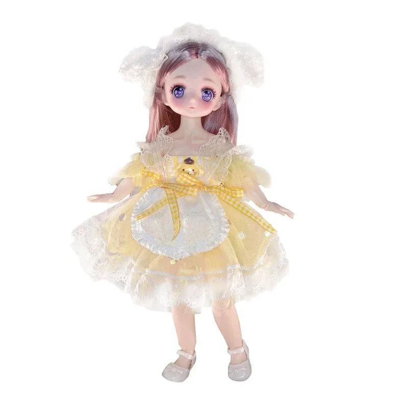 Hübsche Anime 1/6 Bjd Byte Puppen für Mädchen von 6 bis 10 Jahren, Kugelgelenk-Comic-Gesichtspuppe, 30 cm, mit Kleidern, Kleidung, Dress Up Girl