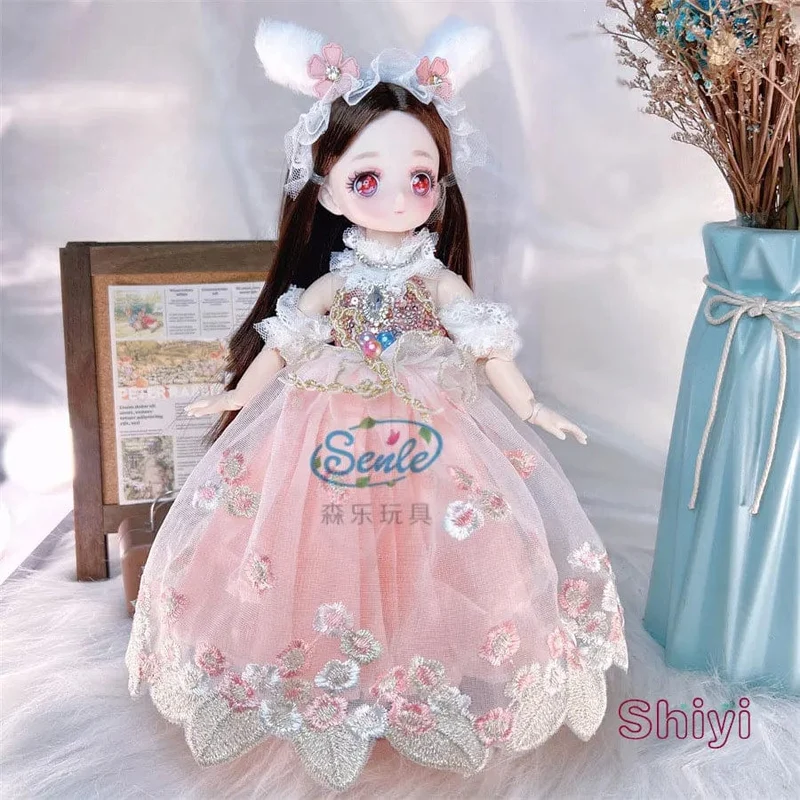 Hübsche Anime 1/6 Bjd Byte Puppen für Mädchen von 6 bis 10 Jahren, Kugelgelenk-Comic-Gesichtspuppe, 30 cm, mit Kleidern, Kleidung, Dress Up Girl