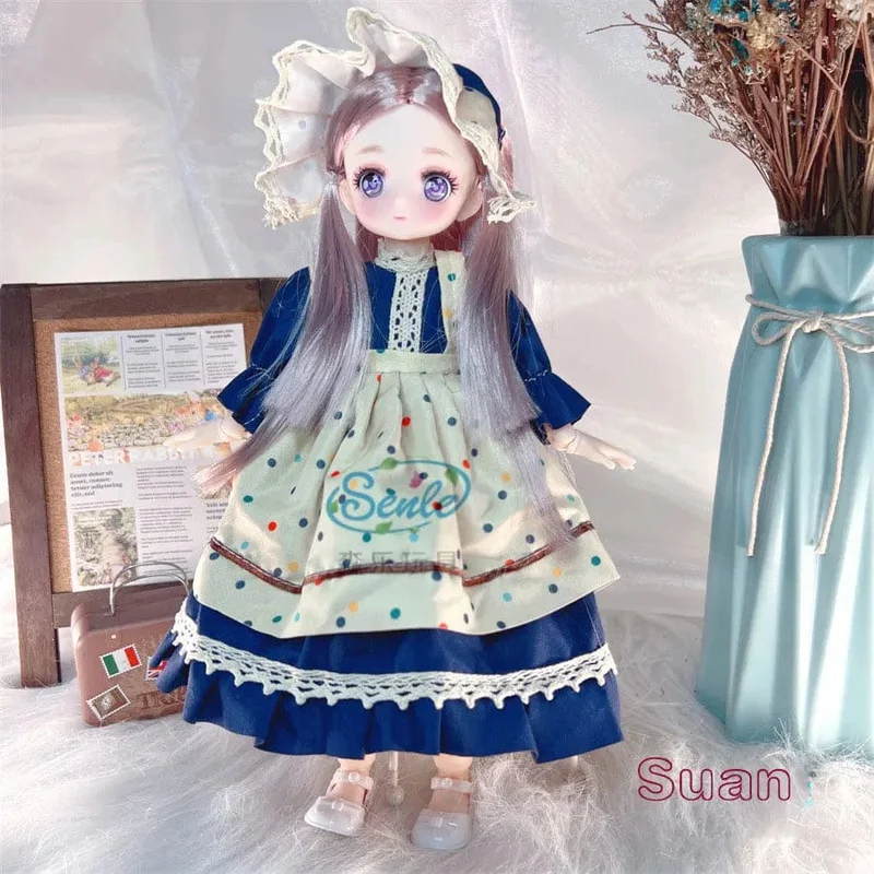 Hübsche Anime 1/6 Bjd Byte Puppen für Mädchen von 6 bis 10 Jahren, Kugelgelenk-Comic-Gesichtspuppe, 30 cm, mit Kleidern, Kleidung, Dress Up Girl