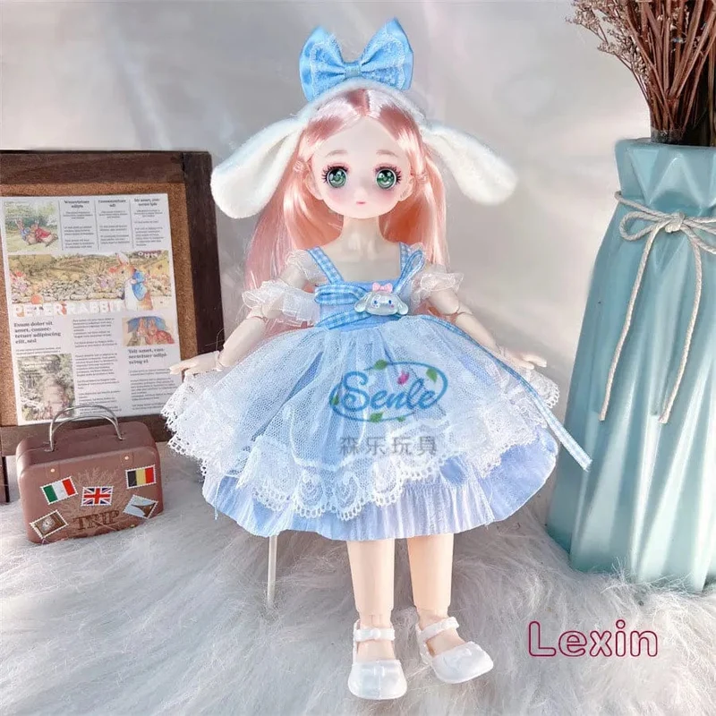Hübsche Anime 1/6 Bjd Byte Puppen für Mädchen von 6 bis 10 Jahren, Kugelgelenk-Comic-Gesichtspuppe, 30 cm, mit Kleidern, Kleidung, Dress Up Girl
