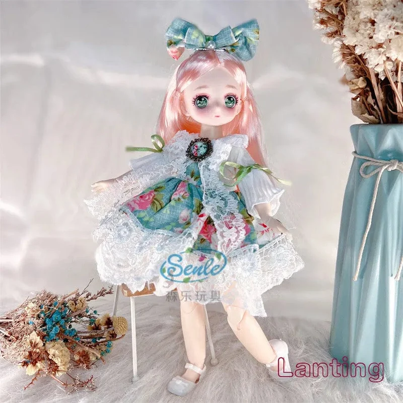 Hübsche Anime 1/6 Bjd Byte Puppen für Mädchen von 6 bis 10 Jahren, Kugelgelenk-Comic-Gesichtspuppe, 30 cm, mit Kleidern, Kleidung, Dress Up Girl