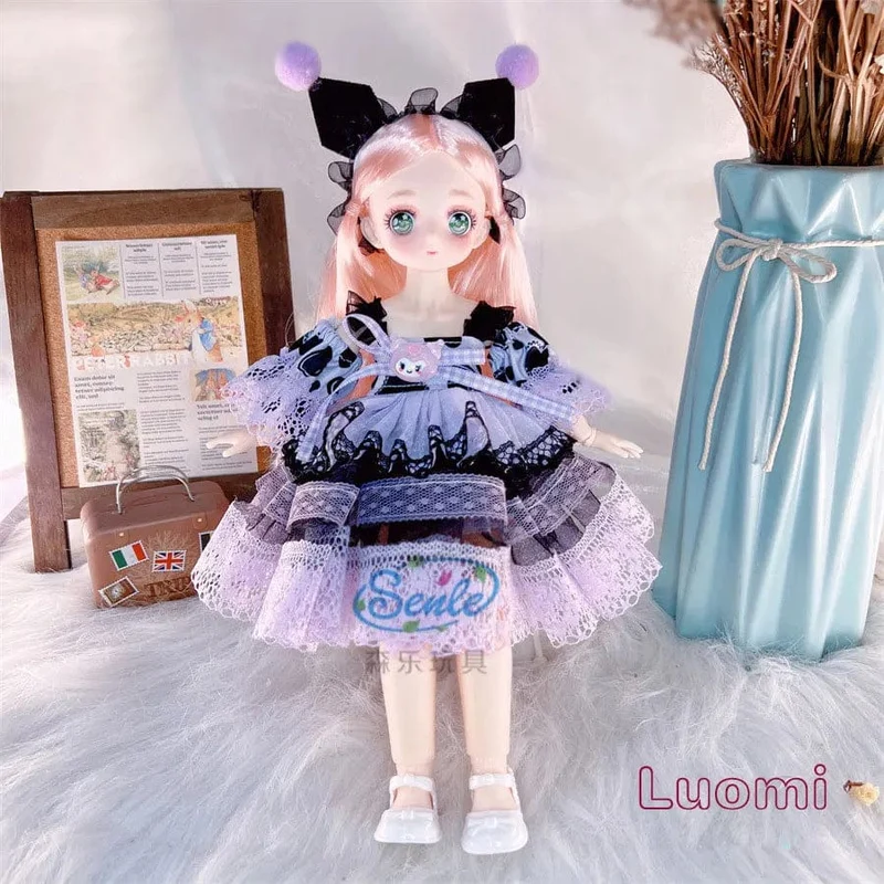 Hübsche Anime 1/6 Bjd Byte Puppen für Mädchen von 6 bis 10 Jahren, Kugelgelenk-Comic-Gesichtspuppe, 30 cm, mit Kleidern, Kleidung, Dress Up Girl