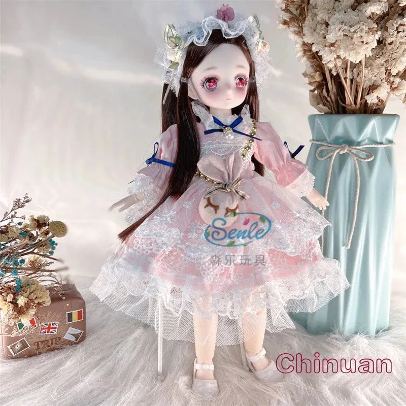 Hübsche Anime 1/6 Bjd Byte Puppen für Mädchen von 6 bis 10 Jahren, Kugelgelenk-Comic-Gesichtspuppe, 30 cm, mit Kleidern, Kleidung, Dress Up Girl