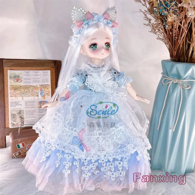Hübsche Anime 1/6 Bjd Byte Puppen für Mädchen von 6 bis 10 Jahren, Kugelgelenk-Comic-Gesichtspuppe, 30 cm, mit Kleidern, Kleidung, Dress Up Girl