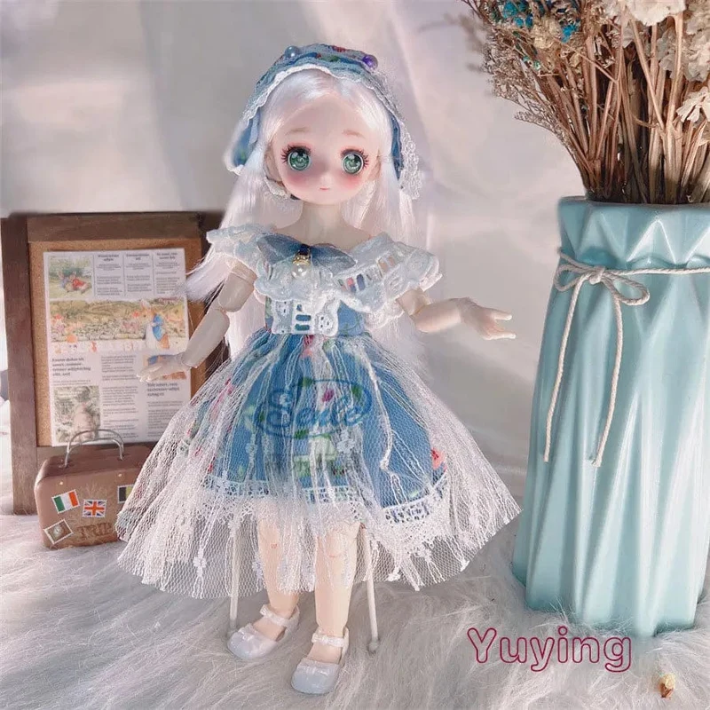 Hübsche Anime 1/6 Bjd Byte Puppen für Mädchen von 6 bis 10 Jahren, Kugelgelenk-Comic-Gesichtspuppe, 30 cm, mit Kleidern, Kleidung, Dress Up Girl