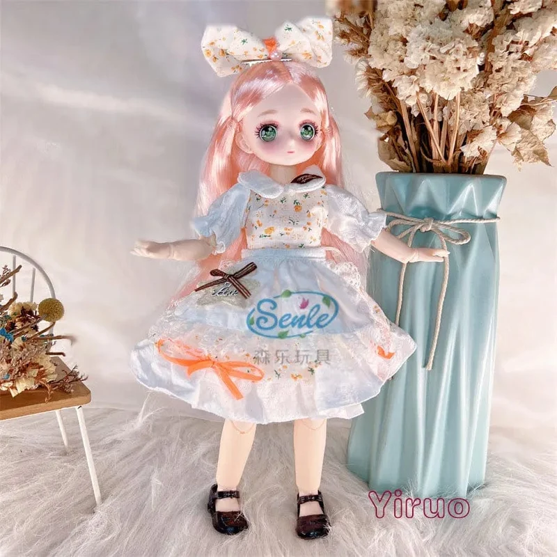Hübsche Anime 1/6 Bjd Byte Puppen für Mädchen von 6 bis 10 Jahren, Kugelgelenk-Comic-Gesichtspuppe, 30 cm, mit Kleidern, Kleidung, Dress Up Girl