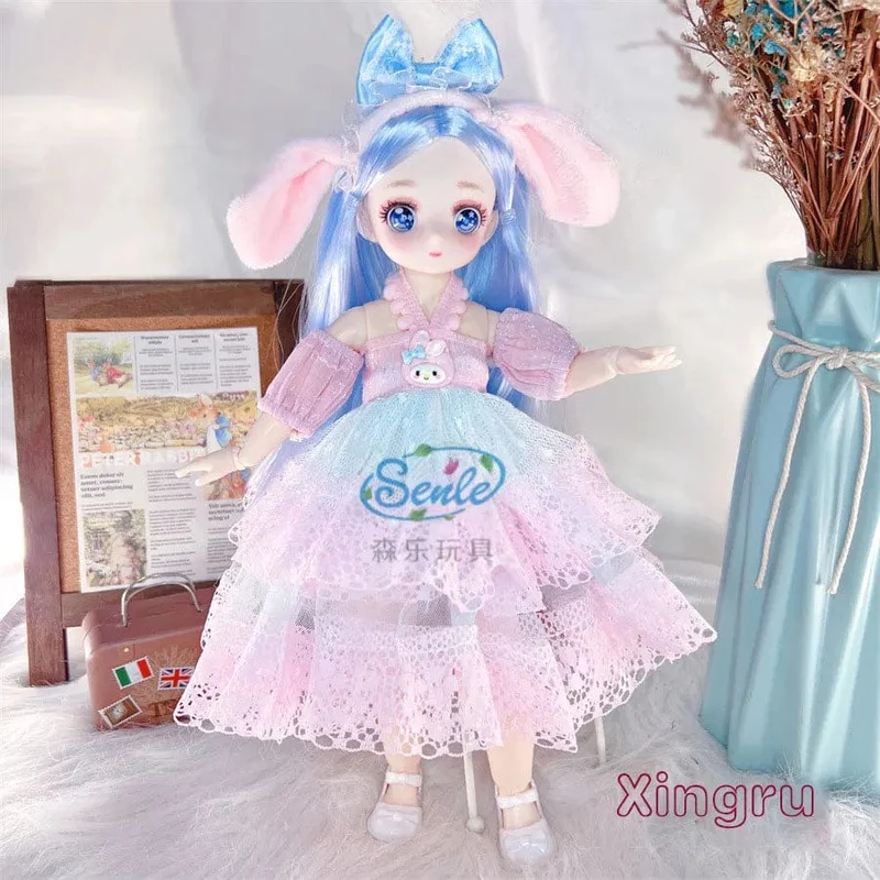 Hübsche Anime 1/6 Bjd Byte Puppen für Mädchen von 6 bis 10 Jahren, Kugelgelenk-Comic-Gesichtspuppe, 30 cm, mit Kleidern, Kleidung, Dress Up Girl