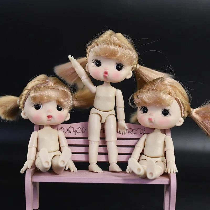 OB11 Körperpuppe 3D Augen 12CM Puppe 12 Abnehmbare Gelenke Niedlicher Ausdruck Mädchen Nackt BJD Halbfertiges Spielzeug Zubehör Geschenk für Mädchen