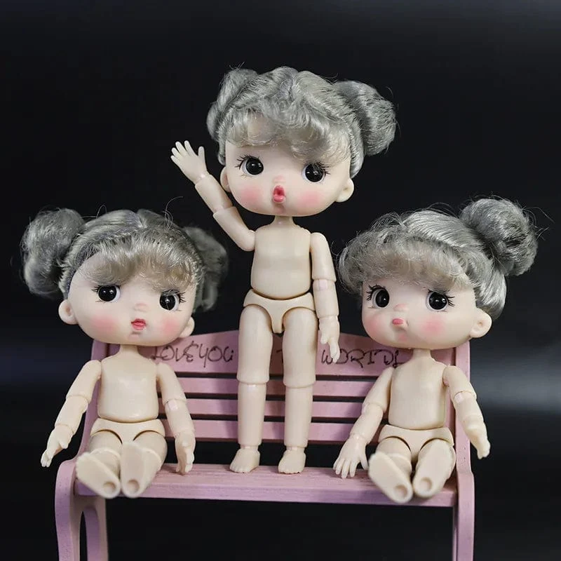 OB11 Körperpuppe 3D Augen 12CM Puppe 12 Abnehmbare Gelenke Niedlicher Ausdruck Mädchen Nackt BJD Halbfertiges Spielzeug Zubehör Geschenk für Mädchen