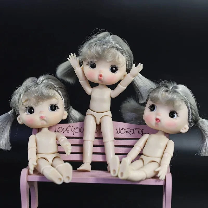 OB11 Körperpuppe 3D Augen 12CM Puppe 12 Abnehmbare Gelenke Niedlicher Ausdruck Mädchen Nackt BJD Halbfertiges Spielzeug Zubehör Geschenk für Mädchen