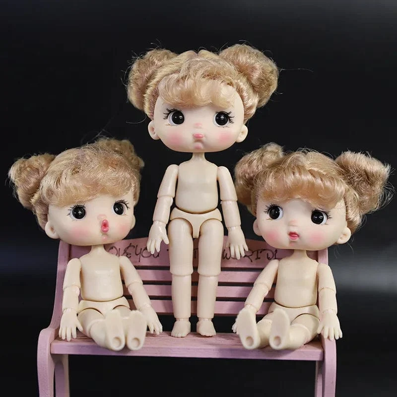 OB11 Körperpuppe 3D Augen 12CM Puppe 12 Abnehmbare Gelenke Niedlicher Ausdruck Mädchen Nackt BJD Halbfertiges Spielzeug Zubehör Geschenk für Mädchen