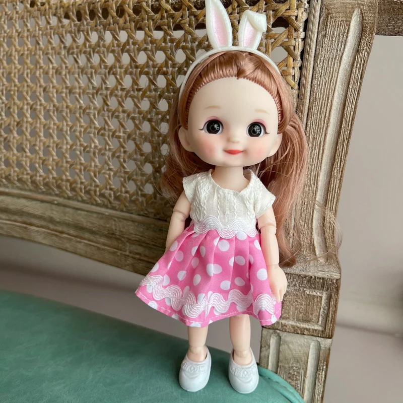 Ob11 Neue BJD Puppe 16cm 13 Gelenke Kunststoff Mode Puppen Baby KÖRPER Outfit Täglichen Casual Zubehör Spielzeug für Mädchen DIY Geschenk