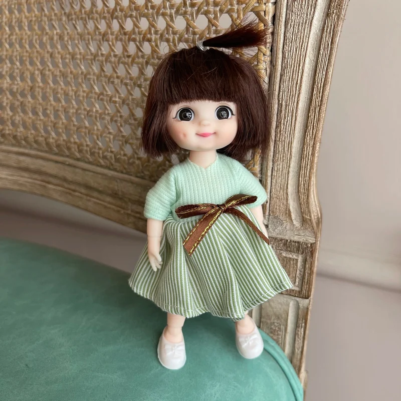 Ob11 Neue BJD Puppe 16cm 13 Gelenke Kunststoff Mode Puppen Baby KÖRPER Outfit Täglichen Casual Zubehör Spielzeug für Mädchen DIY Geschenk