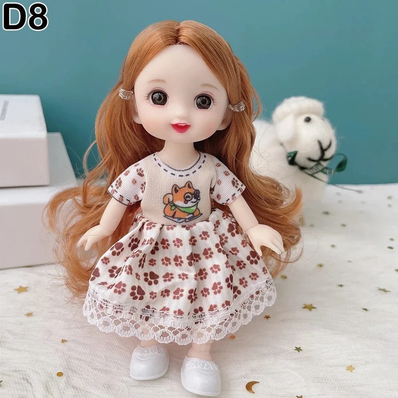 Neue 16 cm BJD Mini Puppe 13 Bewegliche Gelenk Mädchen Baby 3D Großen Augen Schöne DIY Spielzeug Puppe Mit Kleidung Ankleiden 1/12 Mode Puppe