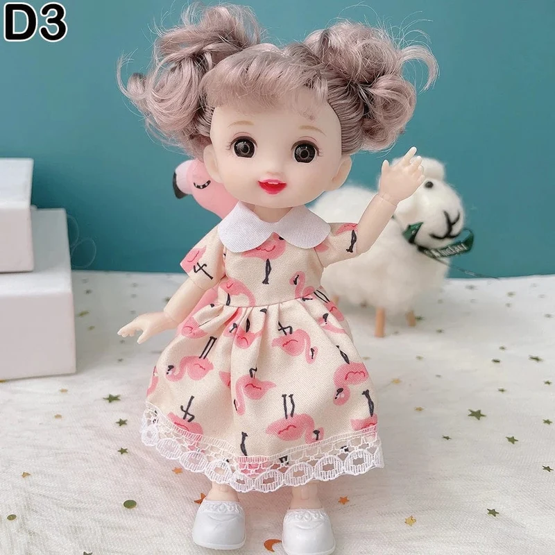 Neue 16 cm BJD Mini Puppe 13 Bewegliche Gelenk Mädchen Baby 3D Großen Augen Schöne DIY Spielzeug Puppe Mit Kleidung Ankleiden 1/12 Mode Puppe