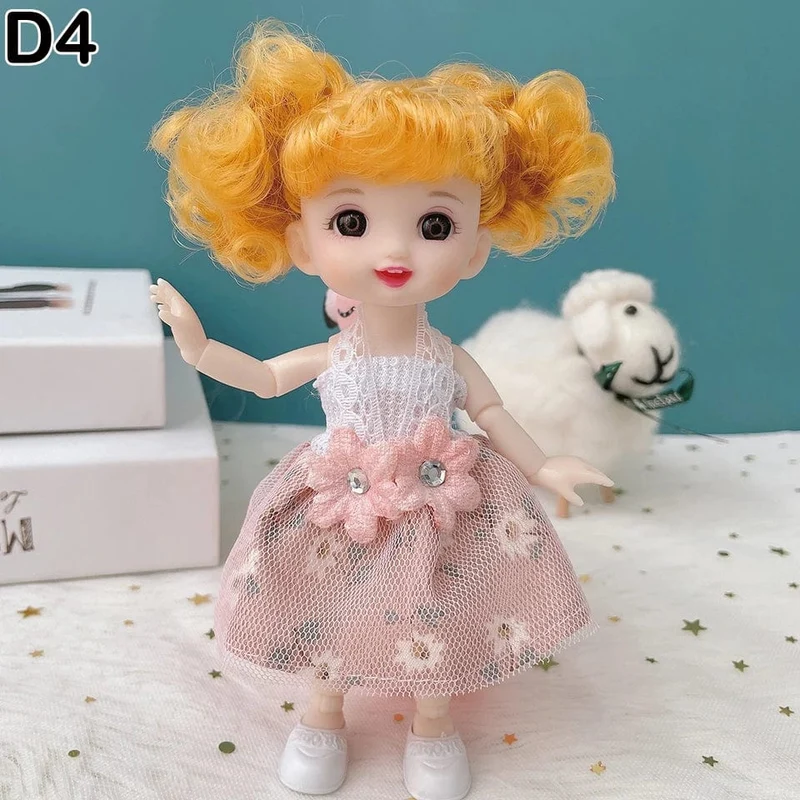 Neue 16 cm BJD Mini Puppe 13 Bewegliche Gelenk Mädchen Baby 3D Großen Augen Schöne DIY Spielzeug Puppe Mit Kleidung Ankleiden 1/12 Mode Puppe