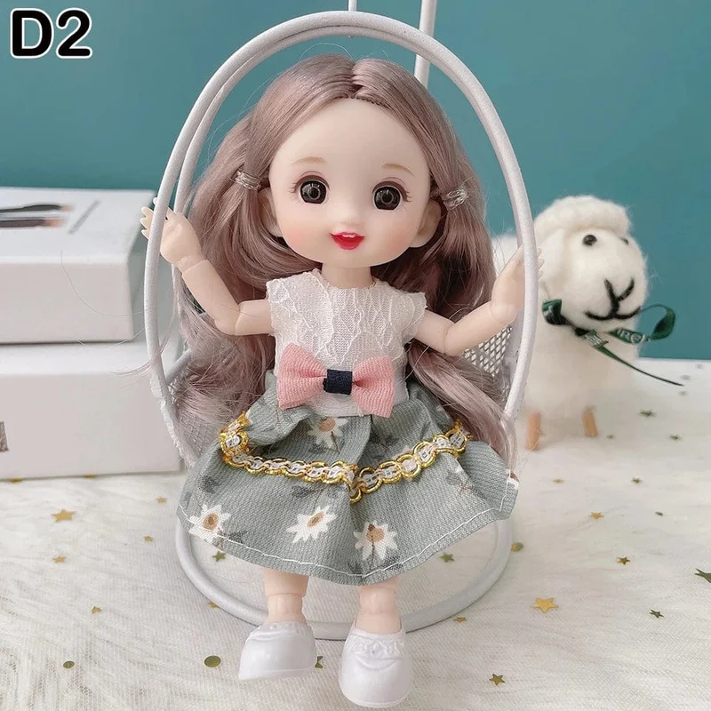 Neue 16 cm BJD Mini Puppe 13 Bewegliche Gelenk Mädchen Baby 3D Großen Augen Schöne DIY Spielzeug Puppe Mit Kleidung Ankleiden 1/12 Mode Puppe