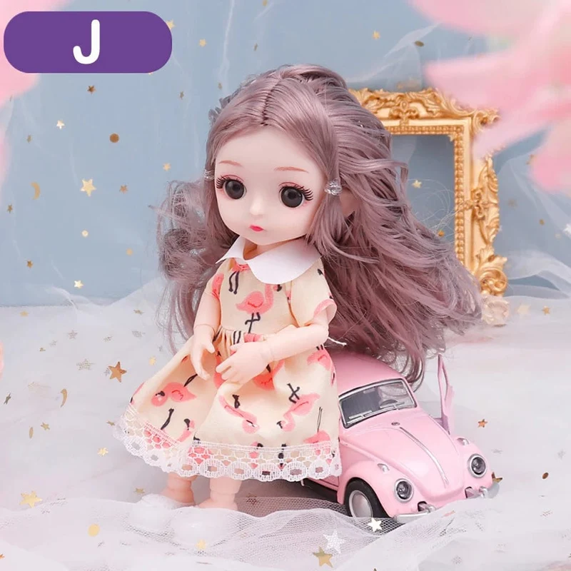 Neue 16 cm BJD Mini Puppe 13 Bewegliche Gelenk Mädchen Baby 3D Großen Augen Schöne DIY Spielzeug Puppe Mit Kleidung Ankleiden 1/12 Mode Puppe