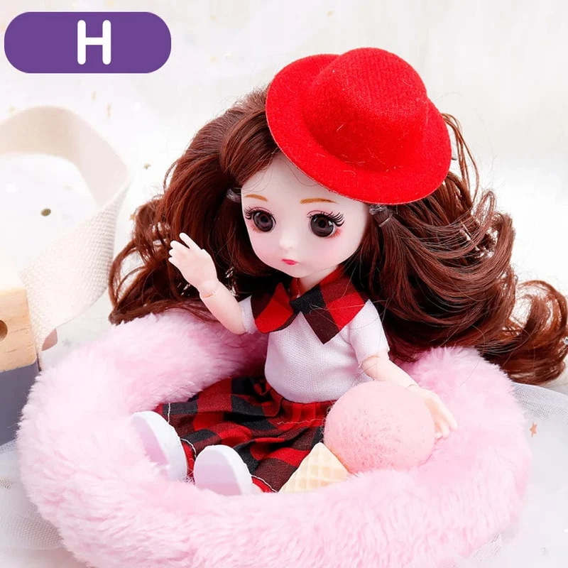 Neue 16 cm BJD Mini Puppe 13 Bewegliche Gelenk Mädchen Baby 3D Großen Augen Schöne DIY Spielzeug Puppe Mit Kleidung Ankleiden 1/12 Mode Puppe