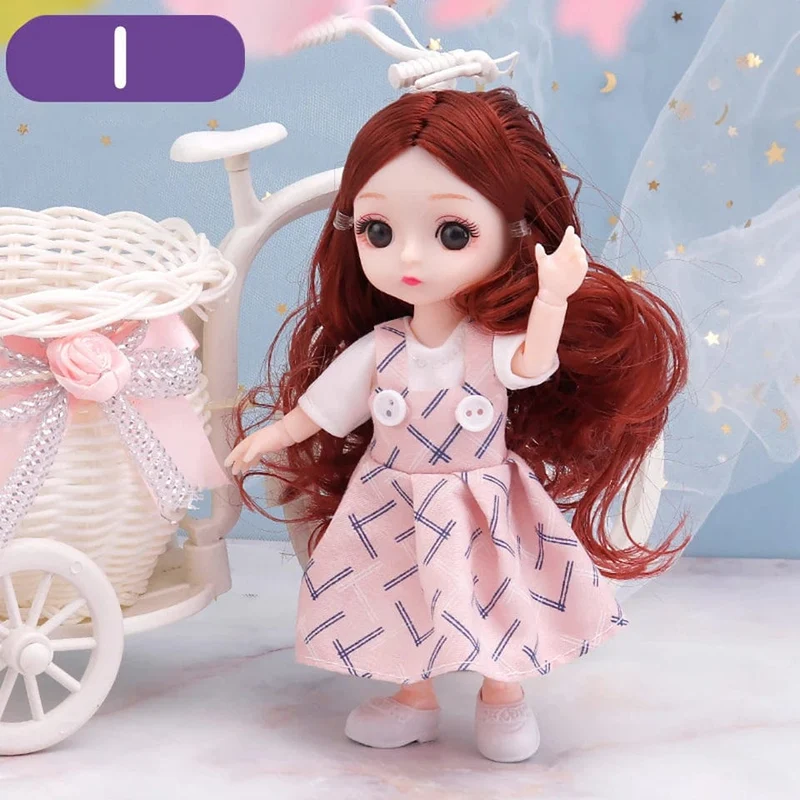 Neue 16 cm BJD Mini Puppe 13 Bewegliche Gelenk Mädchen Baby 3D Großen Augen Schöne DIY Spielzeug Puppe Mit Kleidung Ankleiden 1/12 Mode Puppe