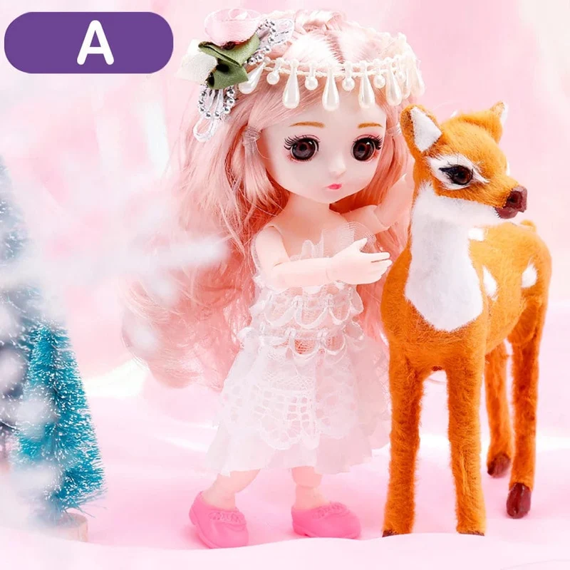 Neue 16 cm BJD Mini Puppe 13 Bewegliche Gelenk Mädchen Baby 3D Großen Augen Schöne DIY Spielzeug Puppe Mit Kleidung Ankleiden 1/12 Mode Puppe
