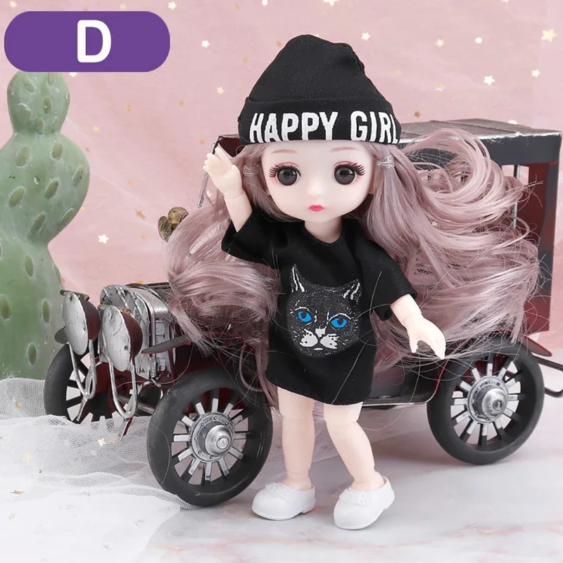 Neue 16 cm BJD Mini Puppe 13 Bewegliche Gelenk Mädchen Baby 3D Großen Augen Schöne DIY Spielzeug Puppe Mit Kleidung Ankleiden 1/12 Mode Puppe