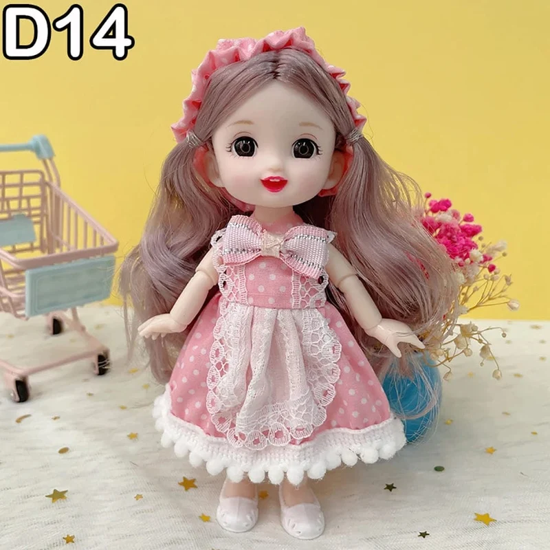 Neue 16 cm BJD Mini Puppe 13 Bewegliche Gelenk Mädchen Baby 3D Großen Augen Schöne DIY Spielzeug Puppe Mit Kleidung Ankleiden 1/12 Mode Puppe