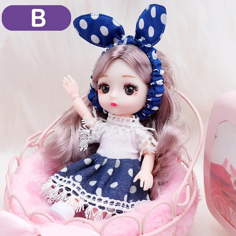 Neue 16 cm BJD Mini Puppe 13 Bewegliche Gelenk Mädchen Baby 3D Großen Augen Schöne DIY Spielzeug Puppe Mit Kleidung Ankleiden 1/12 Mode Puppe