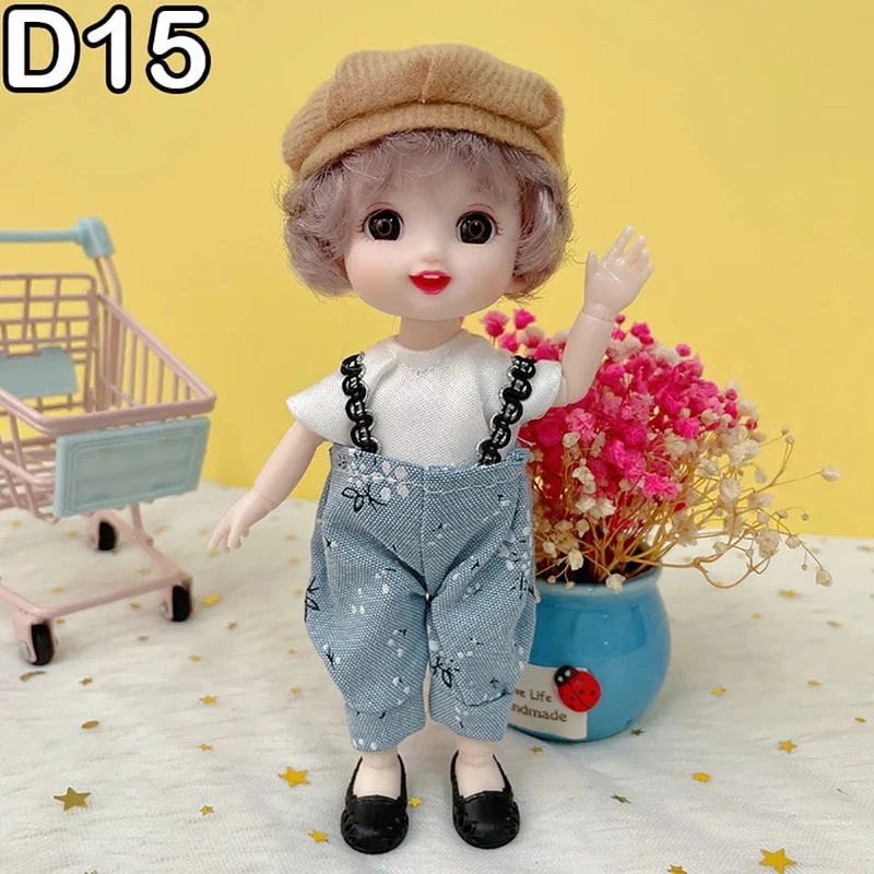 Neue 16 cm BJD Mini Puppe 13 Bewegliche Gelenk Mädchen Baby 3D Großen Augen Schöne DIY Spielzeug Puppe Mit Kleidung Ankleiden 1/12 Mode Puppe