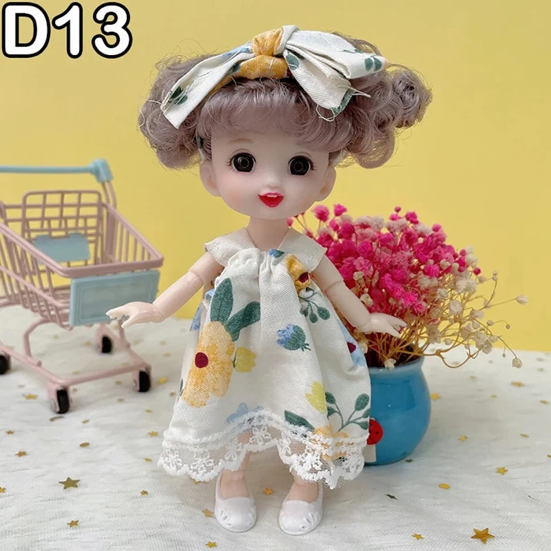 Neue 16 cm BJD Mini Puppe 13 Bewegliche Gelenk Mädchen Baby 3D Großen Augen Schöne DIY Spielzeug Puppe Mit Kleidung Ankleiden 1/12 Mode Puppe