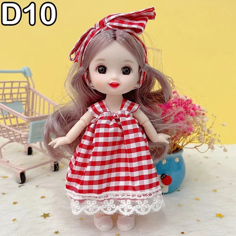 Neue 16 cm BJD Mini Puppe 13 Bewegliche Gelenk Mädchen Baby 3D Großen Augen Schöne DIY Spielzeug Puppe Mit Kleidung Ankleiden 1/12 Mode Puppe