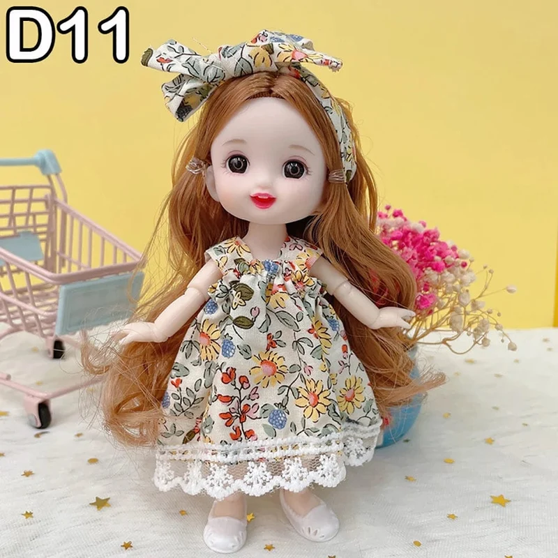 Neue 16 cm BJD Mini Puppe 13 Bewegliche Gelenk Mädchen Baby 3D Großen Augen Schöne DIY Spielzeug Puppe Mit Kleidung Ankleiden 1/12 Mode Puppe
