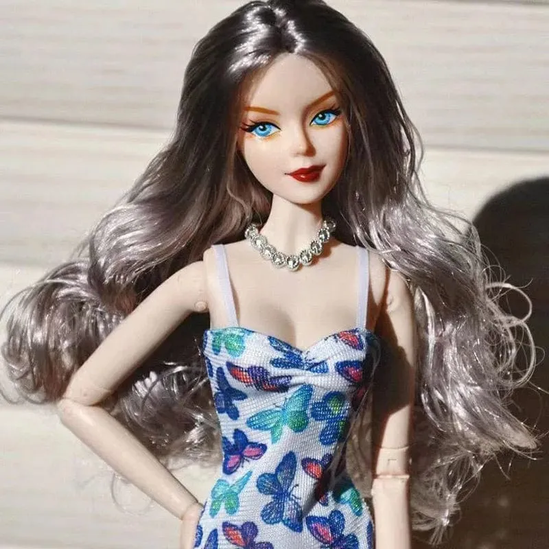30cm Lady Puppenkopf mit großen gewellten lockigen Haaren 1/6 Ankleidezubehör Mädchen DIY Spielzeug