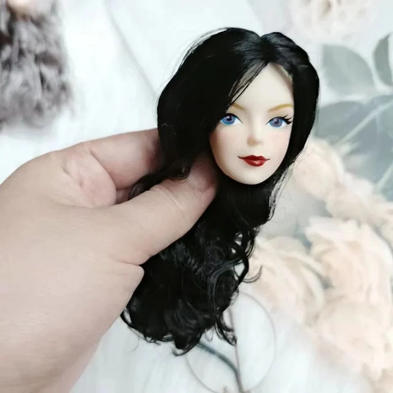 30cm Lady Puppenkopf mit großen gewellten lockigen Haaren 1/6 Ankleidezubehör Mädchen DIY Spielzeug