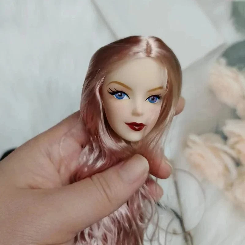 30cm Lady Puppenkopf mit großen gewellten lockigen Haaren 1/6 Ankleidezubehör Mädchen DIY Spielzeug