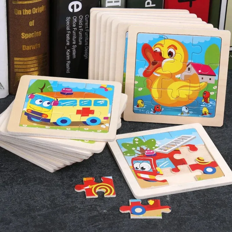 11X11 CM Kinder Holzpuzzle Cartoon Tier Verkehr Tangram Holz Puzzle Spielzeug Pädagogisches Puzzle Spielzeug für Kinder Geschenke