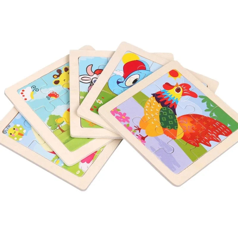 11X11 CM Kinder Holzpuzzle Cartoon Tier Verkehr Tangram Holz Puzzle Spielzeug Pädagogisches Puzzle Spielzeug für Kinder Geschenke