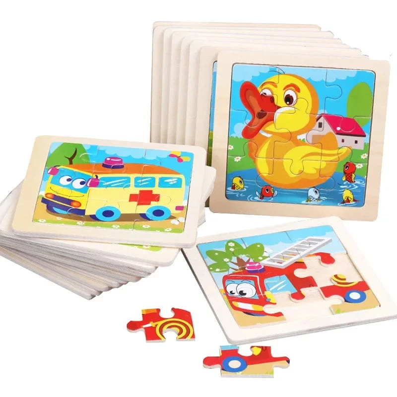 11X11 CM Kinder Holzpuzzle Cartoon Tier Verkehr Tangram Holz Puzzle Spielzeug Pädagogisches Puzzle Spielzeug für Kinder Geschenke