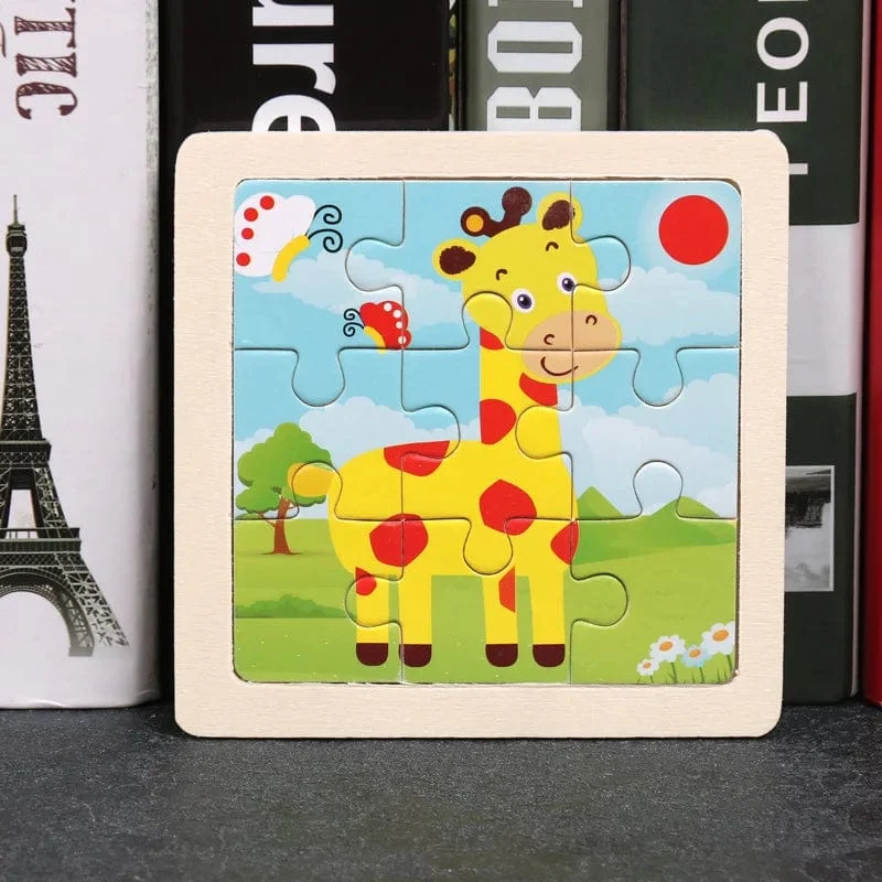11X11 CM Kinder Holzpuzzle Cartoon Tier Verkehr Tangram Holz Puzzle Spielzeug Pädagogisches Puzzle Spielzeug für Kinder Geschenke