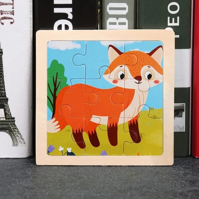 11X11 CM Kinder Holzpuzzle Cartoon Tier Verkehr Tangram Holz Puzzle Spielzeug Pädagogisches Puzzle Spielzeug für Kinder Geschenke