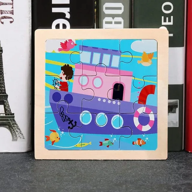 11X11 CM Kinder Holzpuzzle Cartoon Tier Verkehr Tangram Holz Puzzle Spielzeug Pädagogisches Puzzle Spielzeug für Kinder Geschenke