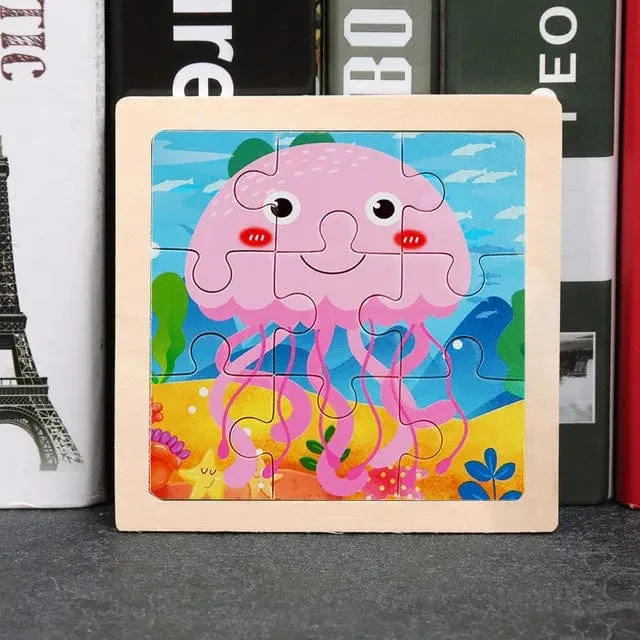 11X11 CM Kinder Holzpuzzle Cartoon Tier Verkehr Tangram Holz Puzzle Spielzeug Pädagogisches Puzzle Spielzeug für Kinder Geschenke