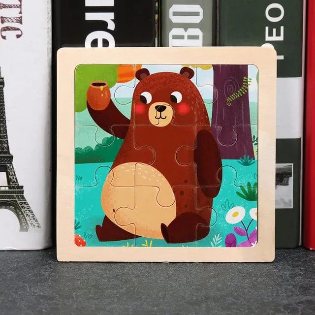 11X11 CM Kinder Holzpuzzle Cartoon Tier Verkehr Tangram Holz Puzzle Spielzeug Pädagogisches Puzzle Spielzeug für Kinder Geschenke
