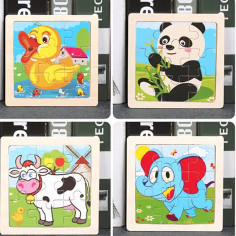 9 Stücke Montessori Holz Kind Spielzeug 3D Kinder Bildungsmaterialien Cartoon Dinosaurier Transport Puzzles Lernspielzeug