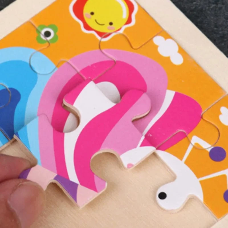 9 Stücke Montessori Holz Kind Spielzeug 3D Kinder Bildungsmaterialien Cartoon Dinosaurier Transport Puzzles Lernspielzeug