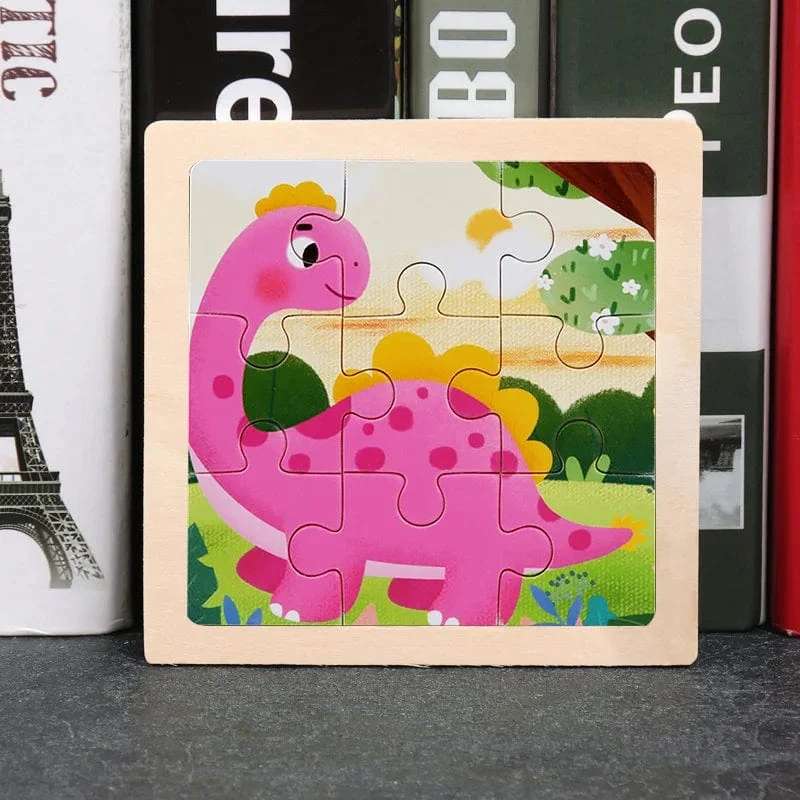 9 Stücke Montessori Holz Kind Spielzeug 3D Kinder Bildungsmaterialien Cartoon Dinosaurier Transport Puzzles Lernspielzeug